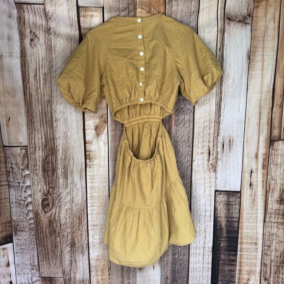 Madewell Dress Puff-Sleeve Tiered Mini XS Boho Cottagecore Minimalist Fall - Picture 2 of 9